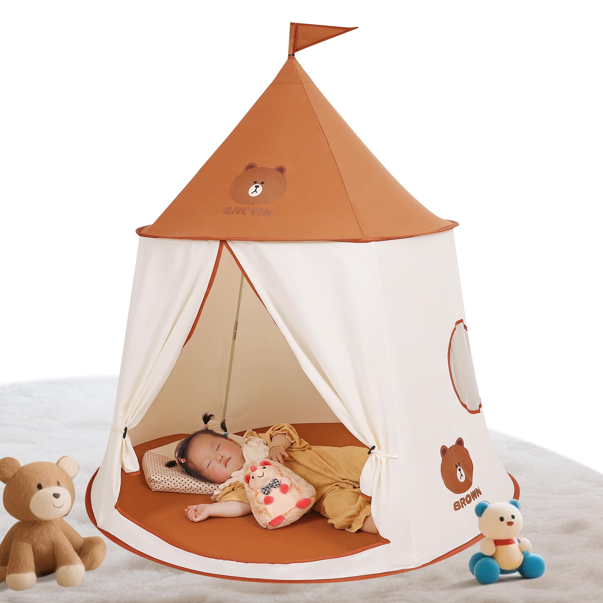 Tente de jeu, pour enfant, tente de jeu, pour enfant, tente de château, portable, pop-up, style indien, maison de jardin, maison de jeu, pour chambre d'enfant, cadeau d'anniversaire, de Noël (ours