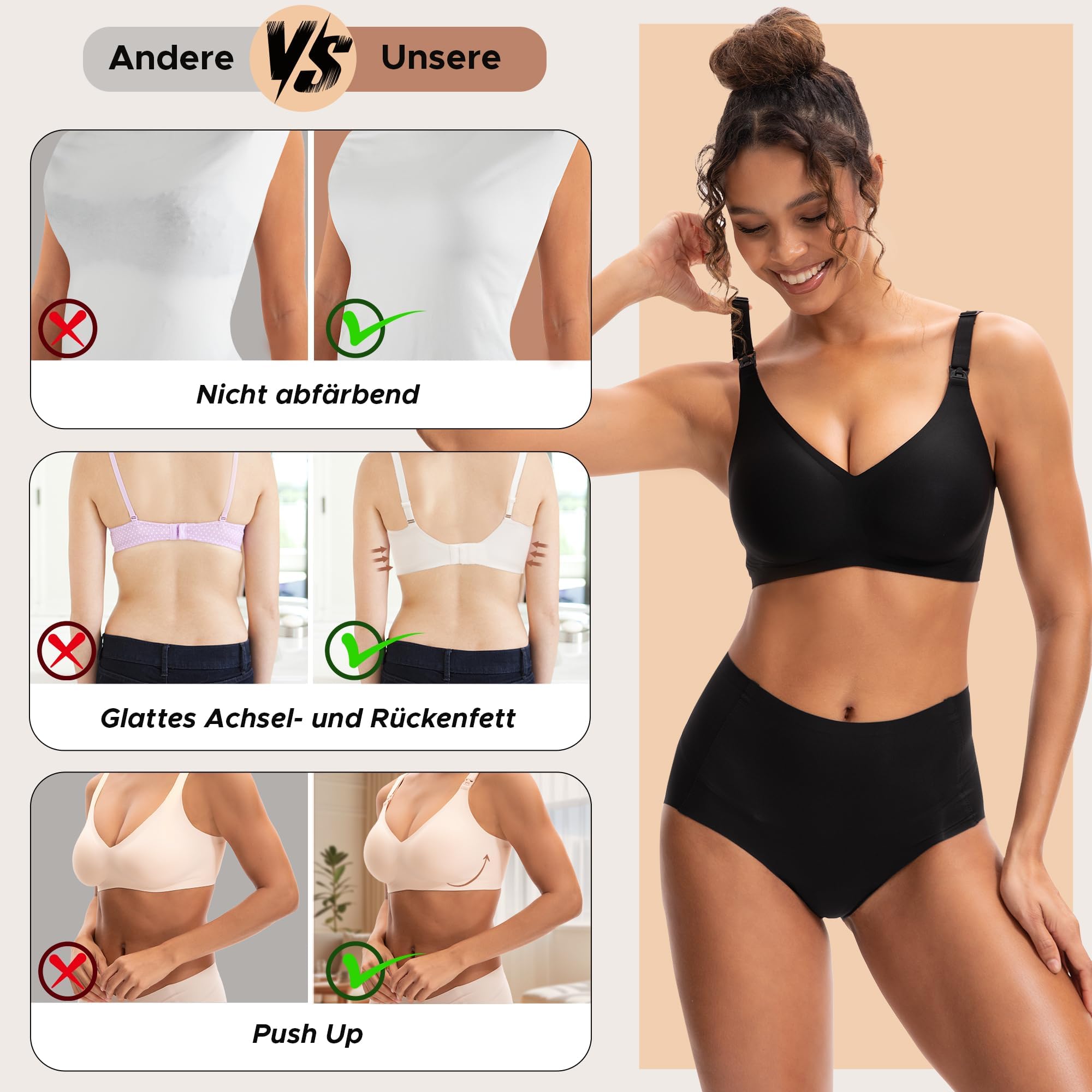 INNERSY Reggiseno Allattamento Senza Ferretto Invisibile Reggiseni Imbottito Bralette Gravidanza