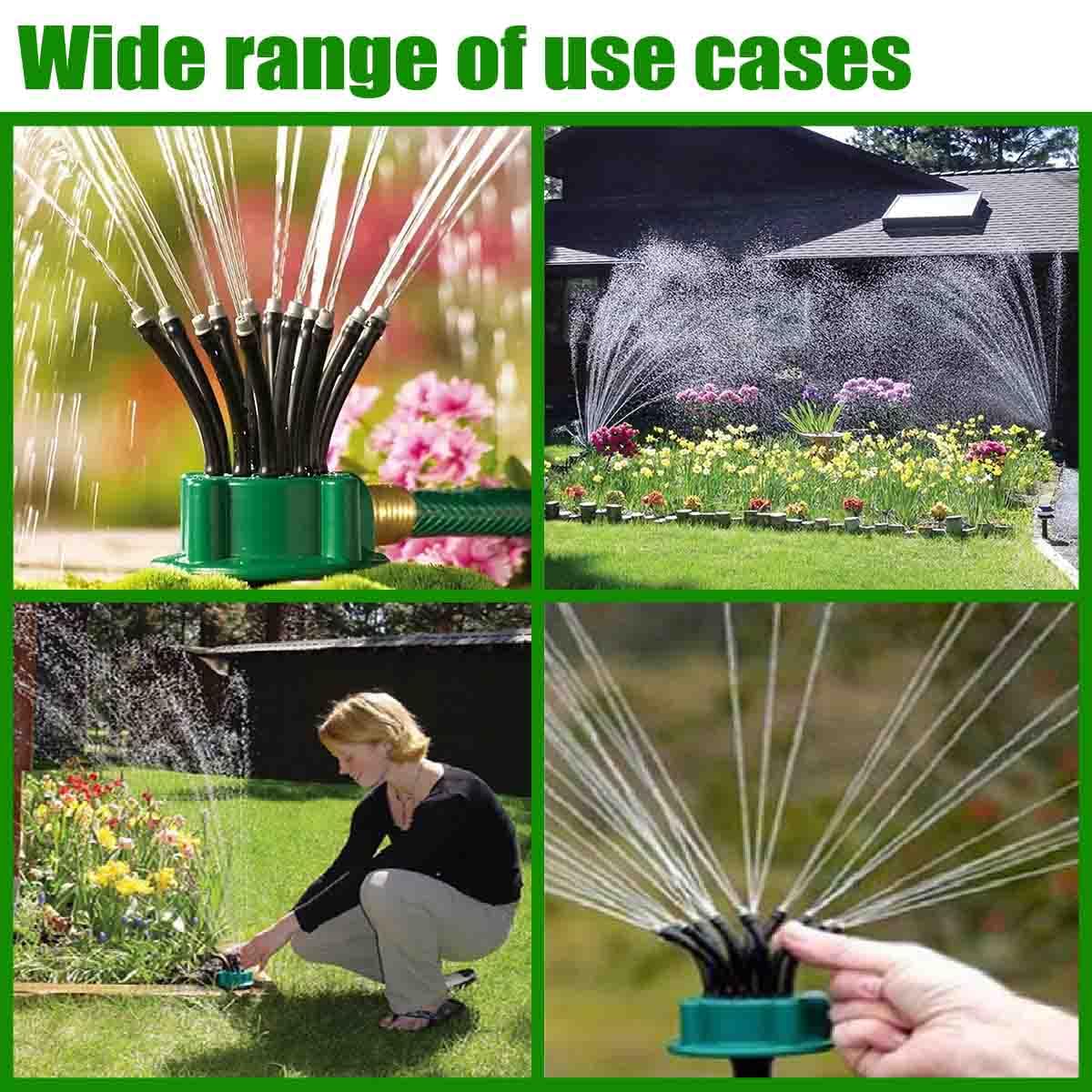 Irrigatore da giardino di precisione con copertura a 360°,Irrigazione da giardino con 12 ugelli flessibili regolabile,Irrigatori Prato multidirezionale per cortile,erba,patio,giardino(4pz)
