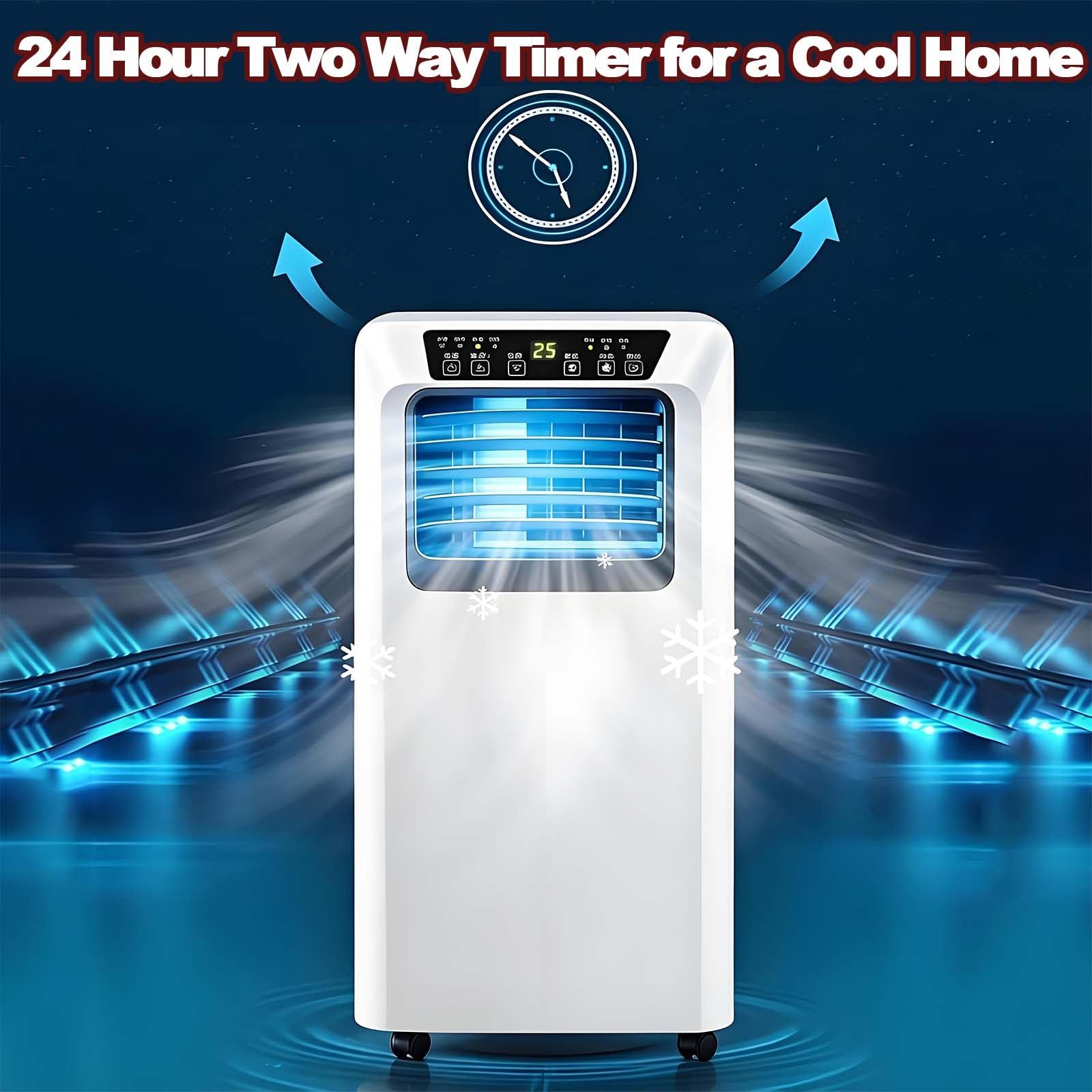 Condizionatore Portatile Compatto,Grande Potenza Raffreddamento Da 1Hp | Con Deumidificatore 7000btu Telecomando,Timer 24h, Per Casa,Condizionatore Portatile Unità Ac Silenziosa E Intelligente