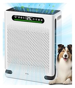 Air Purifiers for Home Large Room Up to 2600 Ft, HEPA Air Purifier with Washable Filter & Air Quality Display, Powerful Turbo Mode Air Cleaner for Pet Hair Odors Smoke Dust
