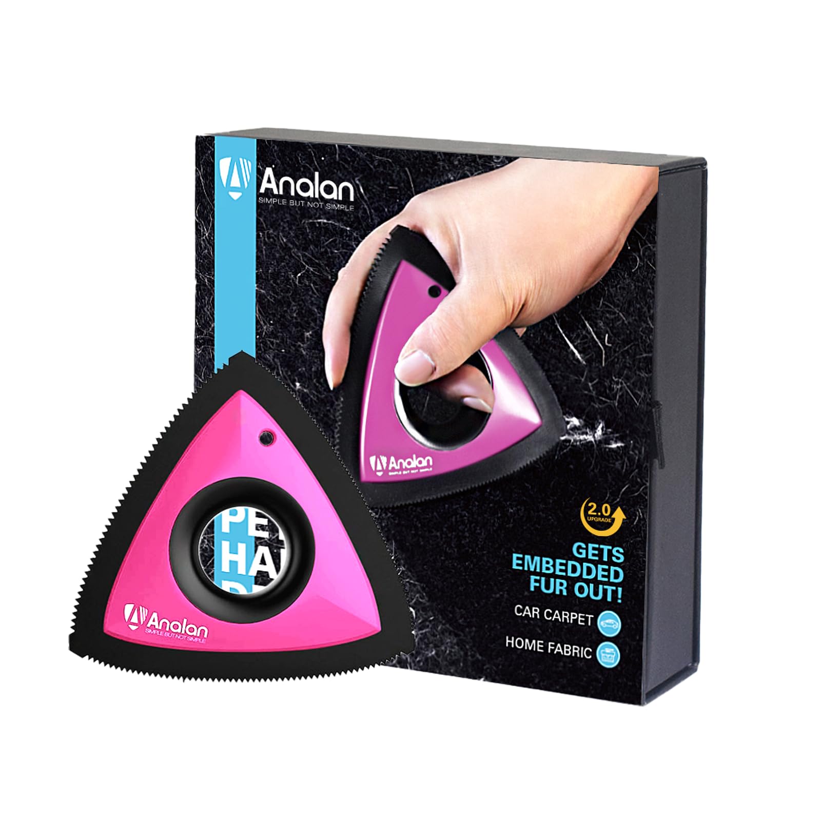 Analan Mini Pet Hair Remover for Car Detailing Supplies, Carpet Dog Hair Remover for Car Interior, Triangle Dog Hair Remover for Auto Detailing, Couch