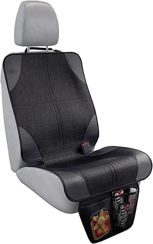 Protector de asiento de automóvil con acolchado grueso y 2 bolsillos de almacenamiento, funda antideslizante para asiento de automóvil para bebé