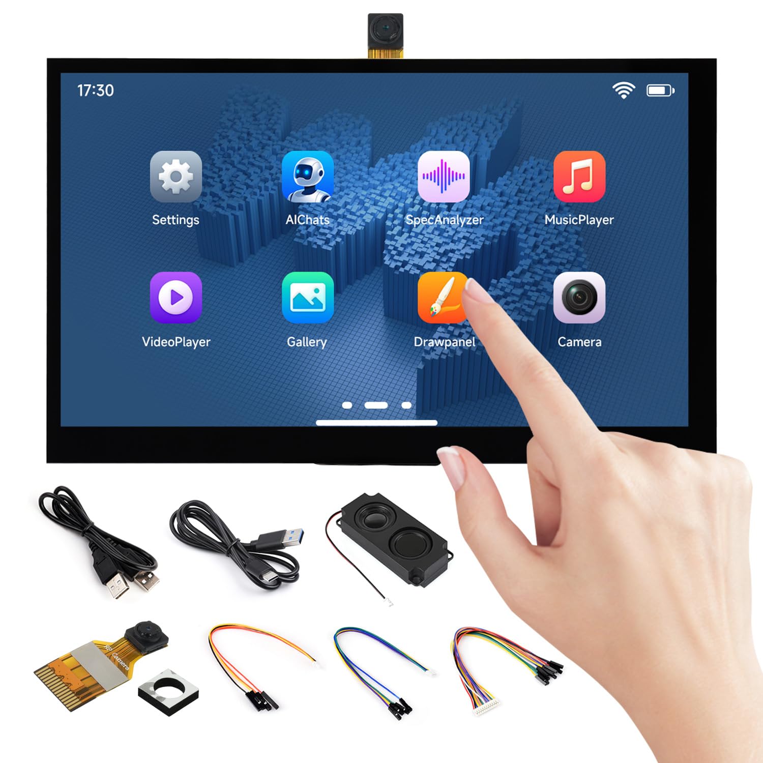 Waveshare ESP32-P4-WIFI6 7inch 5-Point Touch Display Development Board(with OV5647 Camera), Based on ESP32-P4 and ESP32-C6, 1024x600 Resolution, Supports Wi-FI 6 / BT 5 (Le)