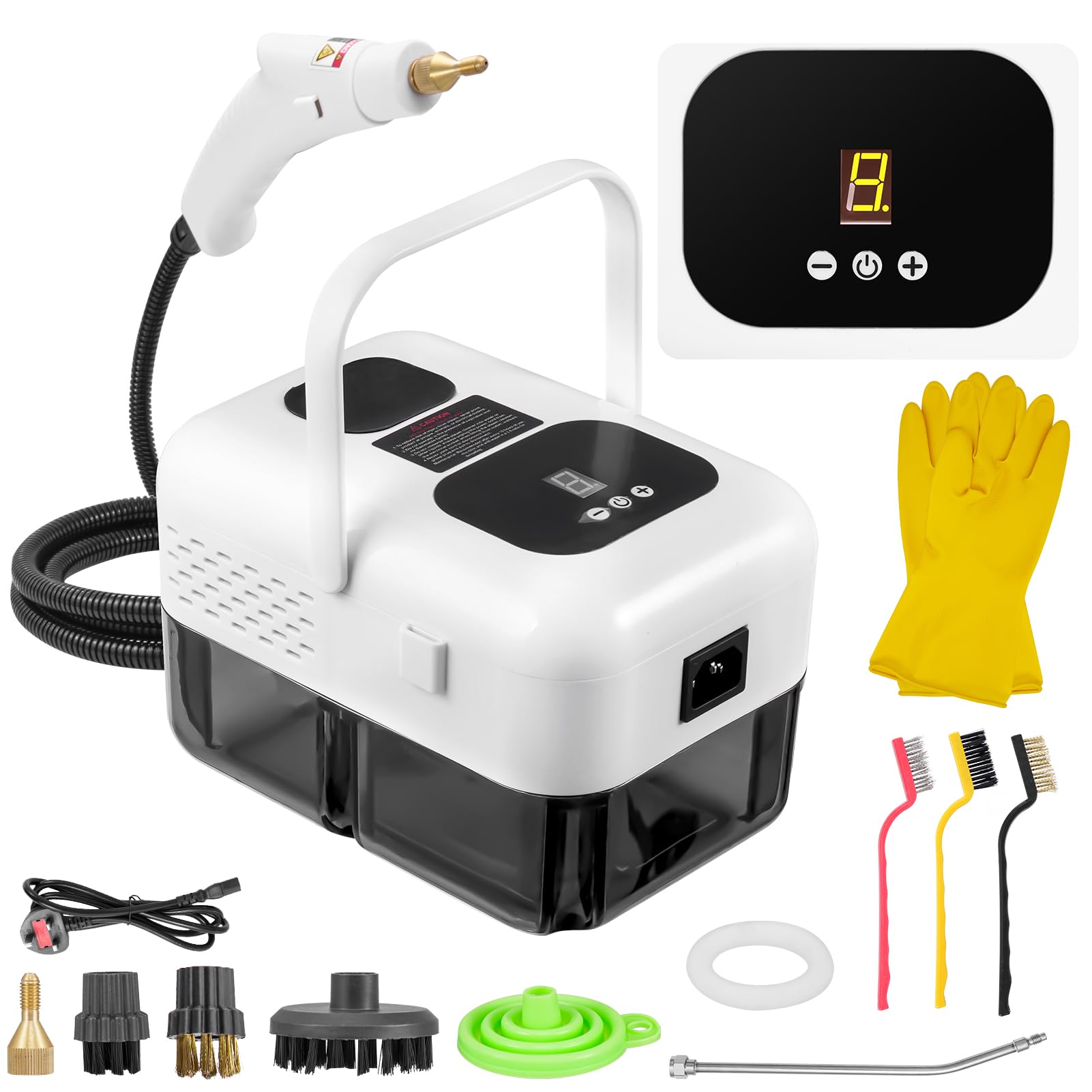 Dampfreiniger Handgerät,2500W Hochtemperatur Druckdampfreinigungsmaschine | 3 Bar für effiziente Haushaltsreinigung,9 Modi einstellbar, 1.2L Kapazität (Weiß)