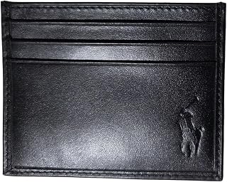 Ralph Lauren 블랙 가죽 슬림 카드 홀더 지갑 남성 및 여성용 - 미니멀리스트 전면 포켓 카드 케이스, RFID 차단, 얇은 신용 카드 정리함