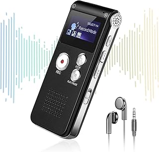 8GB (1800H) Digital Voice Activated Recorder with Transcription - Recording Device, Timed Recording Noise Reduction for Lectures Interviews Meetings Classes