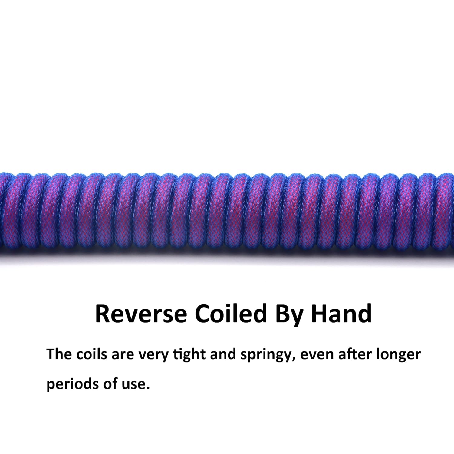 Reverse Coiled USB-C Keyboard Cable, Double-Sleeved Mechanical Keyboard Cable with Detachable Metal Aviator, 5FT USB-C to USB-A (Laser)