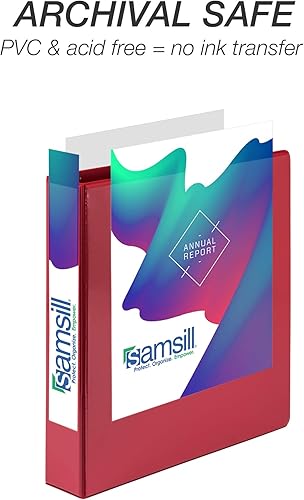 Vista 274 de Samsill Carpeta duradera de 1.5 pulgadas, fabricada en los Estados Unidos, carpeta de anillos en D, carpeta transparente personalizable, surtido