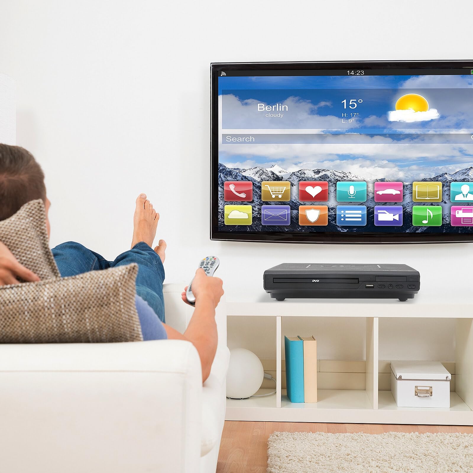 Lettore DVD per TV con USB, uscita AV e telecomando