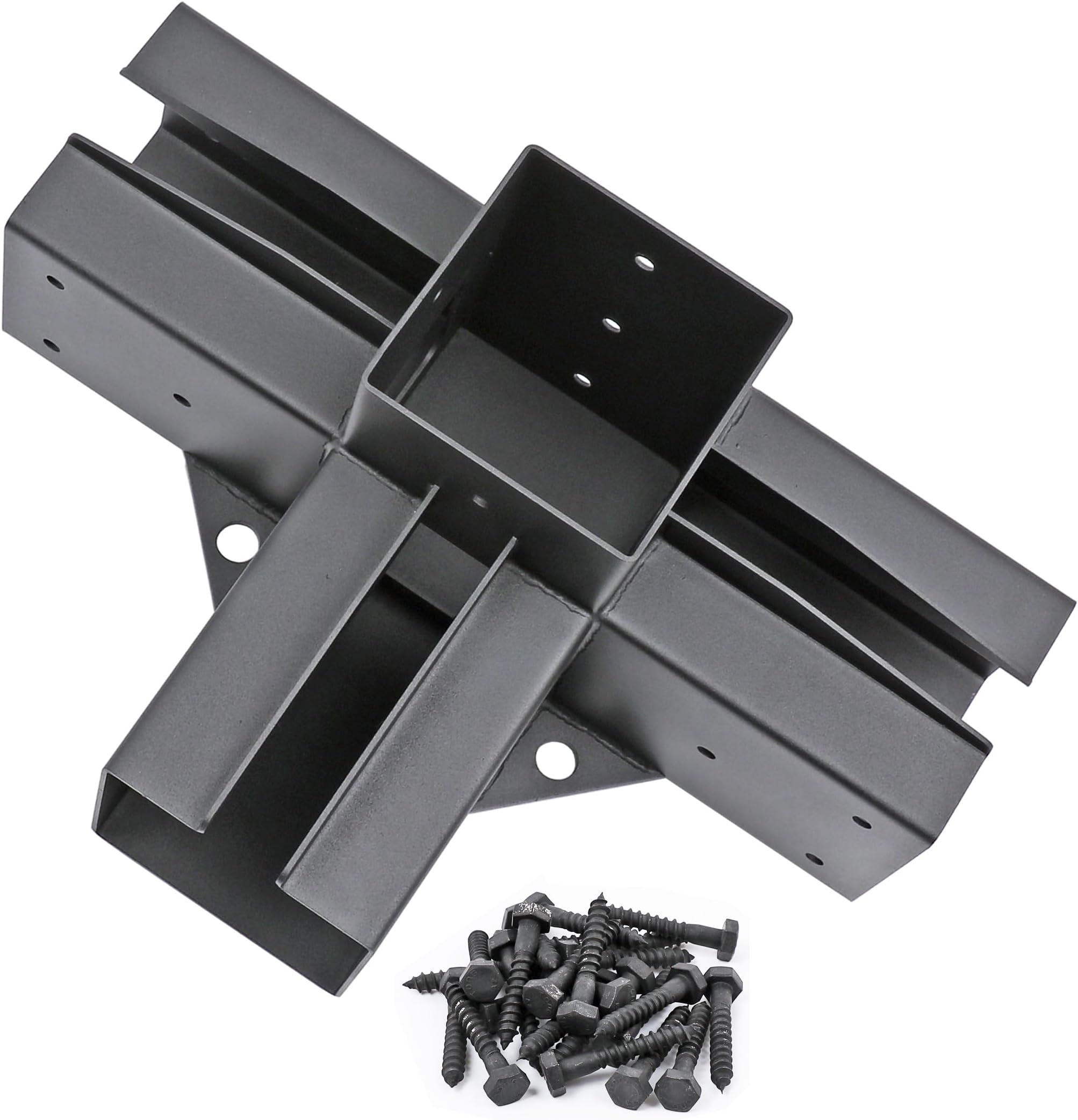 2 Pack Stainless Steel 4-Way Right Angle Corner Bracket with Screws for 4×4(Actual Size: 3.5×3.5inch) Wood Beams, Pergola/Gazebo Kit