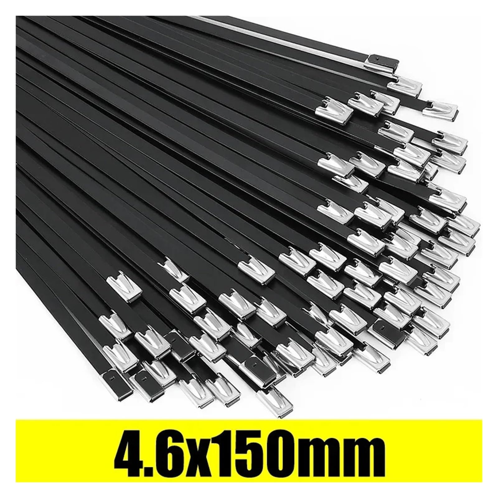 Fascette in Acciaio Inox Fascette metalliche autobloccanti Cavi regolabili in acciaio inossidabile Anelli di fissaggio for ufficio domestico 15/20/25/30 cm Per uso industriale(4.6x150mm,120PCS)