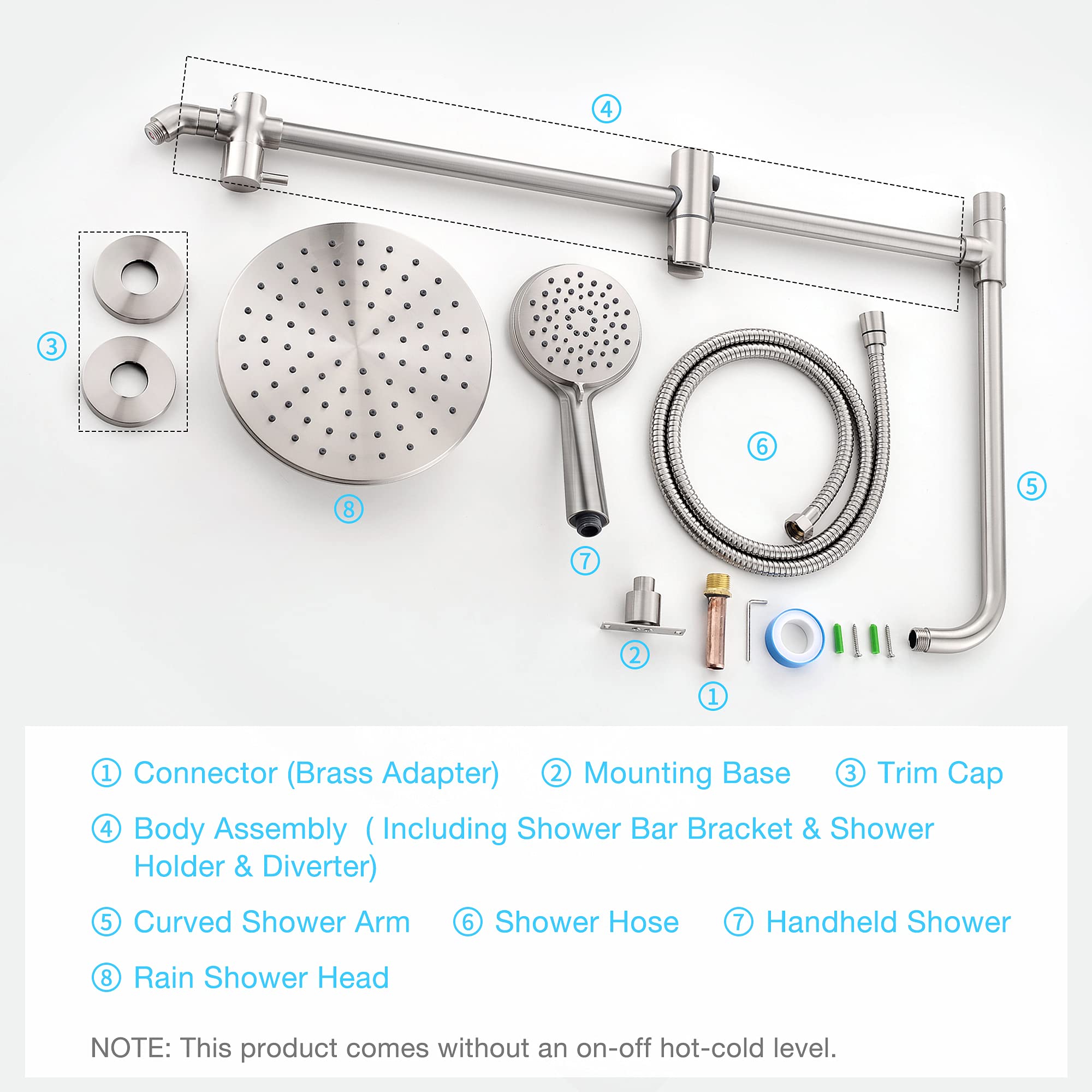 High Pressure Shower Head With Handheld – 6 Spray Settings, 59-Inch Hose & Adjustable Bracket In Matte Black - View #11