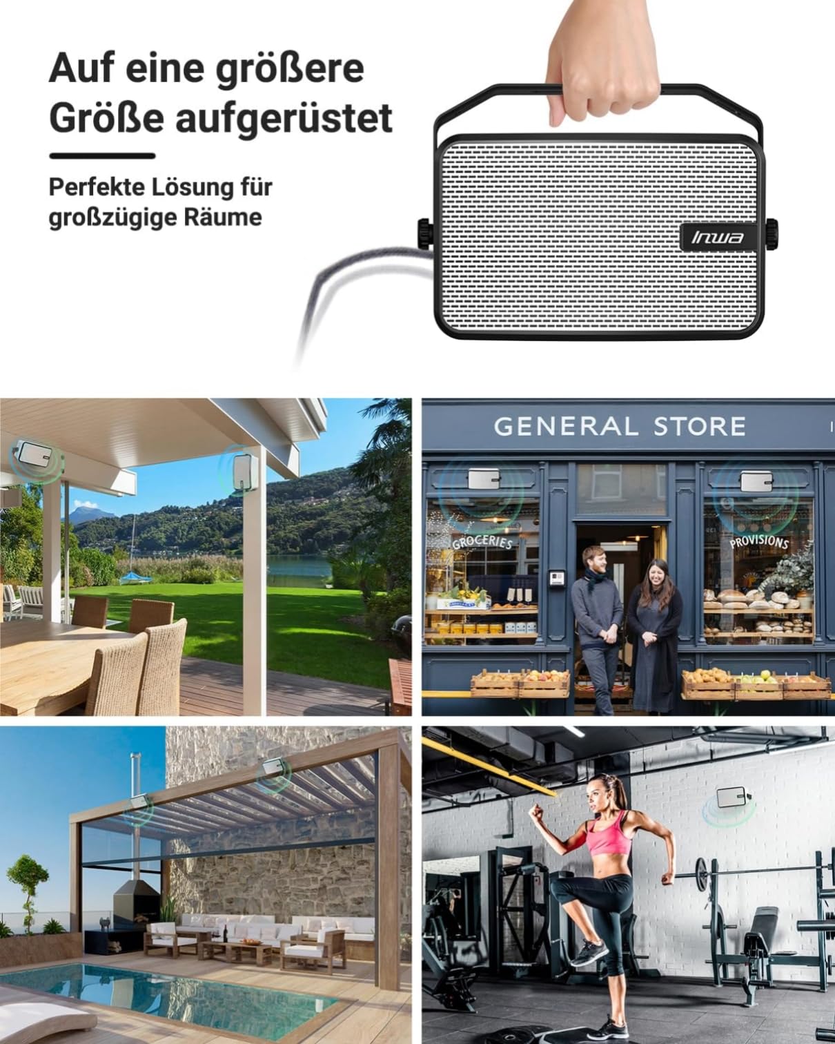 Inwa 400W Bluetooth Outdoor Lautsprecher, Wireless Soundsystem für den Innen- und Outdoor, IPX5 Wasserfest(2 Stück, Bluetooth-Name: Sync Speaker, Modell: MZ621, RMS 40W)