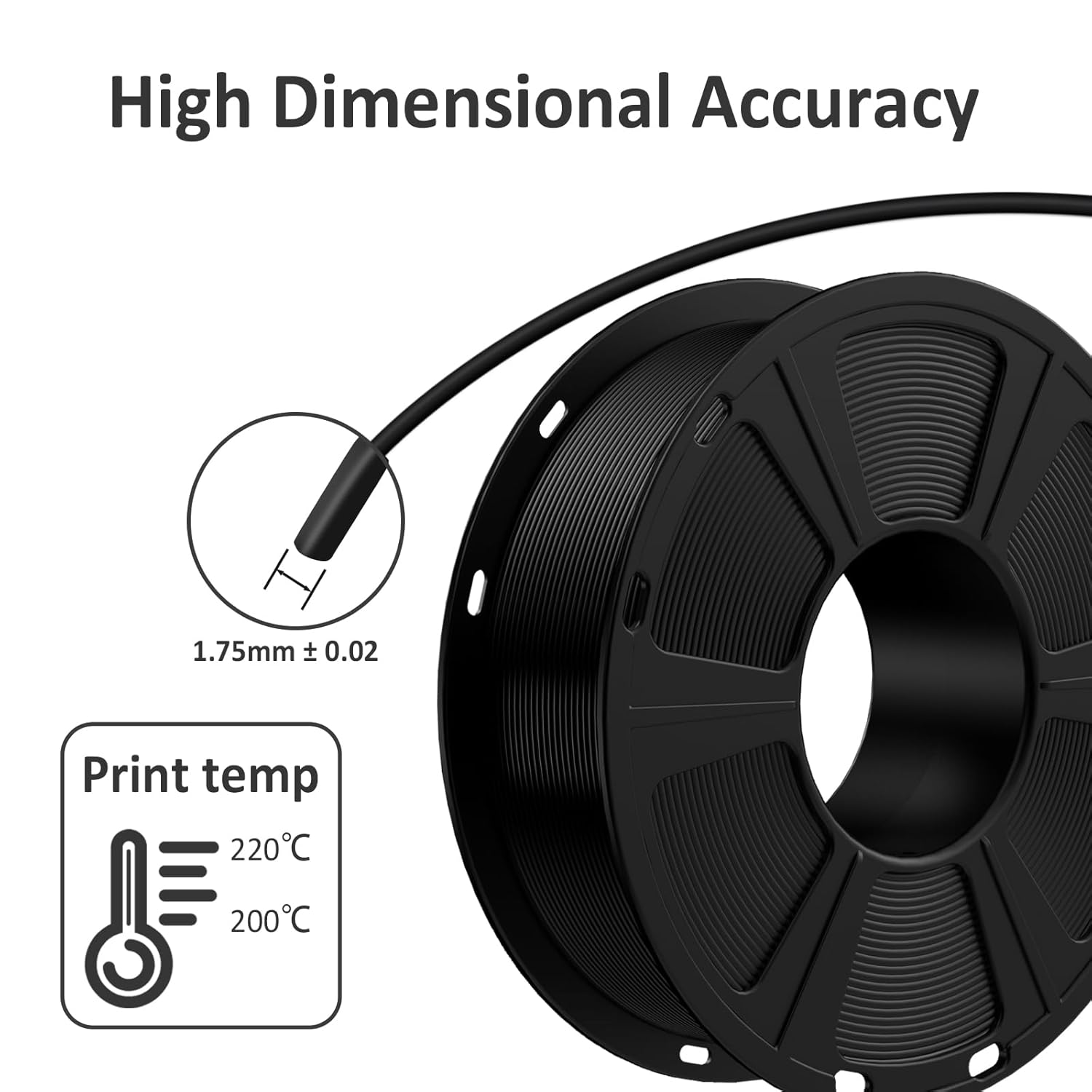 GEEETECH Black PLA Filament 1.75mm, 3D Printer Filament Dimensional Accuracy +/- 0.02mm, 1kg Spool(2.2lbs) 3D Printing Filament Fits Most FDM 3D Printers - Image 5