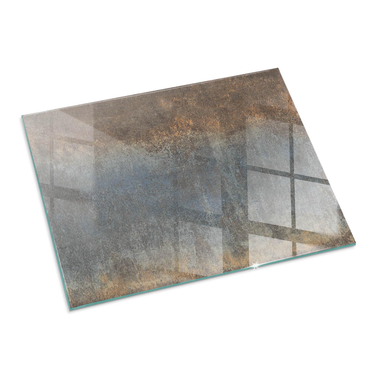 Piastra per camino e stufa 80x60cm Resistente a Scintille Design Elegante Protezione del Pavimento di Vetro Temperato Resistente alle Alte Temperature Rettangolare - Motivo strutturato astratto