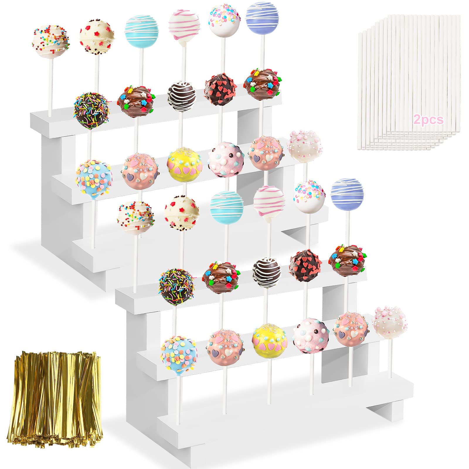 Soporte para piruletas de madera, soporte para tartas, 3 niveles, expositor de 17 agujeros, soporte Lollipop Holder Stand para tartas, fiestas, cumpleaños, bodas, Navidad