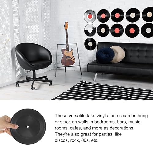 Miniatura 3 de Rebower Discos de vinilo en blanco de plástico liso impermeable para discos de vinilo falsos, para sala de música retro en rollo DIY - 7 pulgadas,