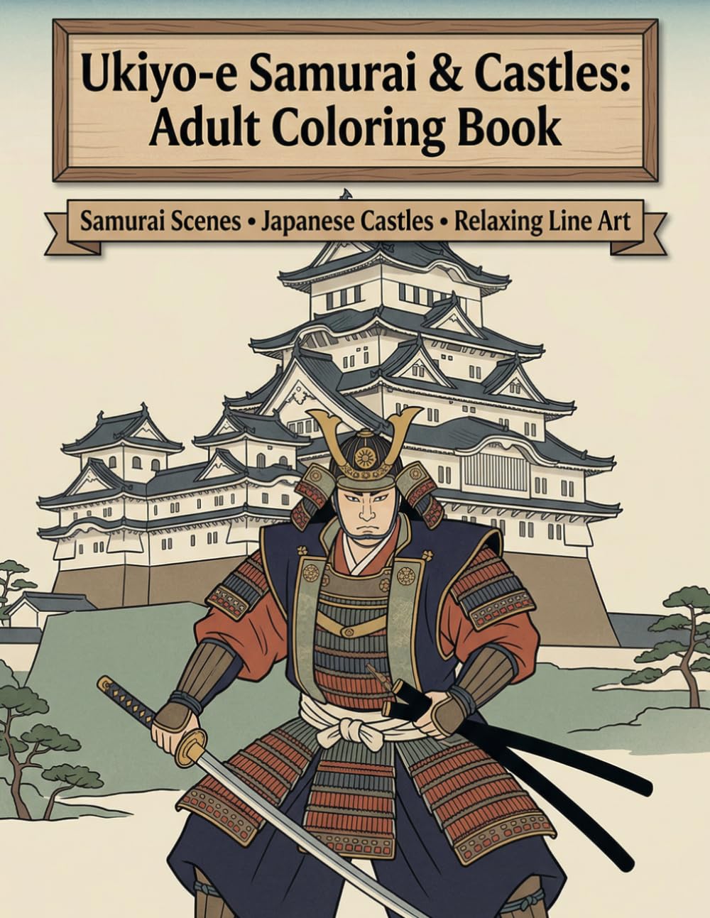 Ukiyo-e Samurai & Castles: Adult Coloring Book: Samurai Scenes • Japanese Castles • Relaxing Line Art (Ukiyo-e Coloring Book)