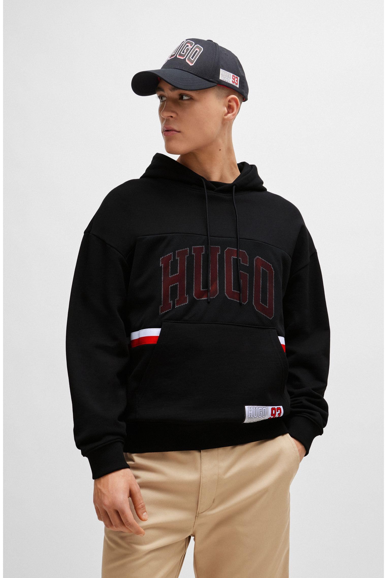 HUGO Herren Danody Relaxed-Fit Hoodie aus Baumwoll-Terry mit sportivem Logo Schwarz001 L
