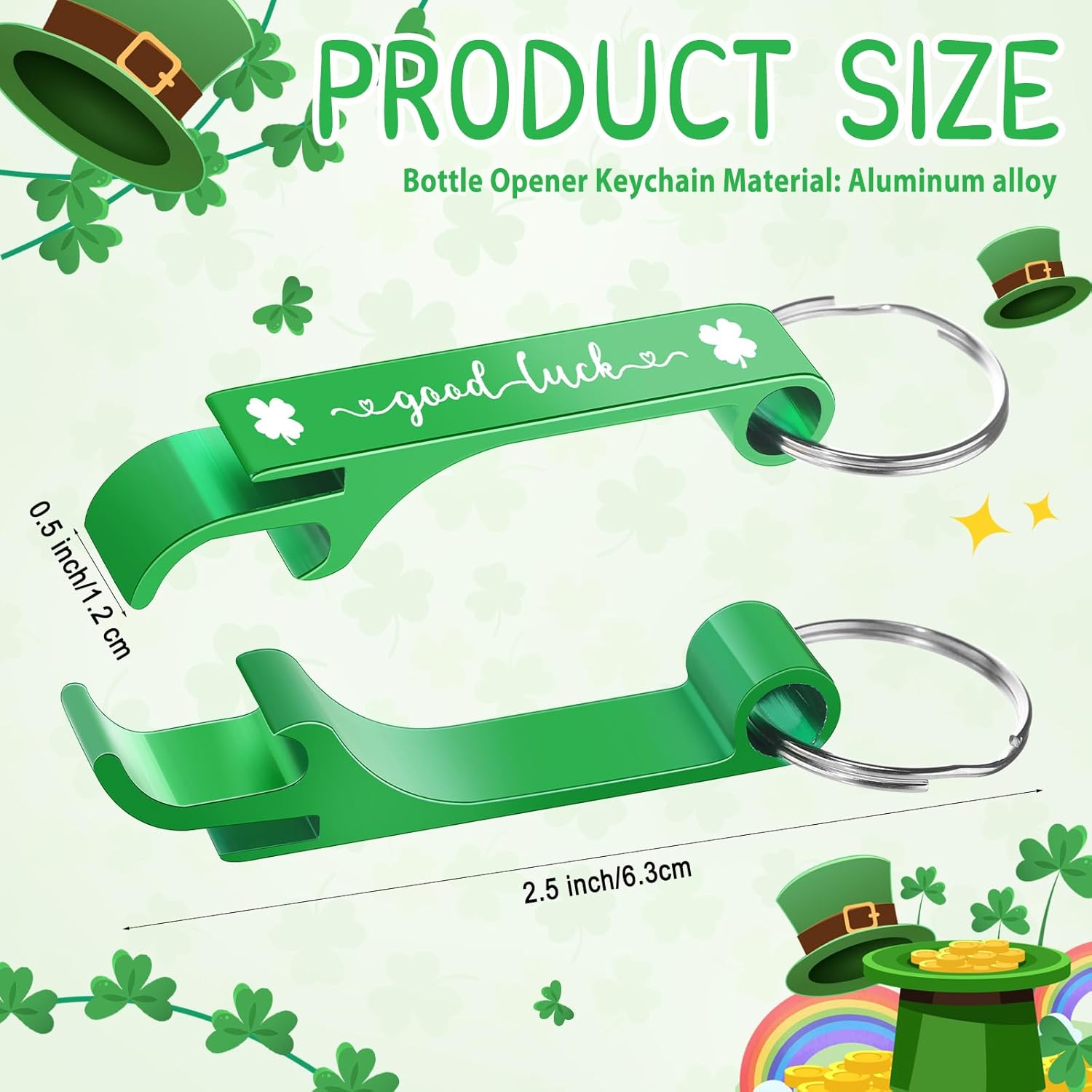 Roshtia 40 Pieces St Patrick's Day Gifts Bulk Green Shamrock Bottle Openers Keychain Lucky Clover Can Openers Irish Party Favors for Guests Coworker Employee Family Birthday Holiday Seasonal Gift