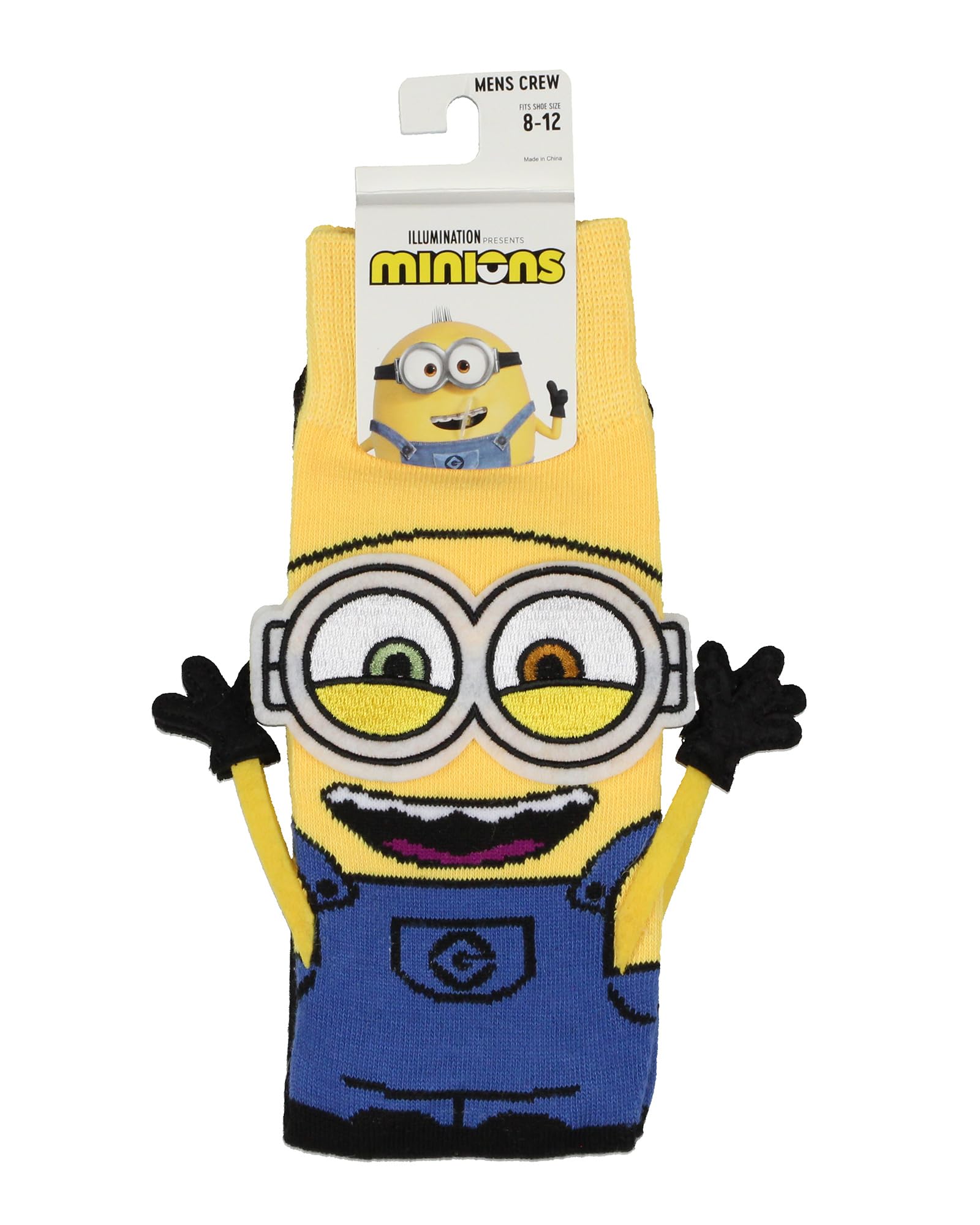 Bioworld Despicable Me Minions Socks 3D Bob The Minion Character - Calcetines suaves y elásticos para hombre, Amarillo, 8