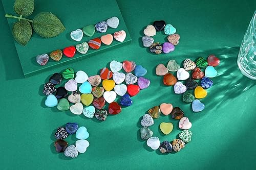 Miniatura 2 de QINJIEJIE 80 piezas de cristales en forma de corazón, piedras preciosas de amor naturales, cuarzo rosa, bolsillo a granel, cristal pulgar, piedra de