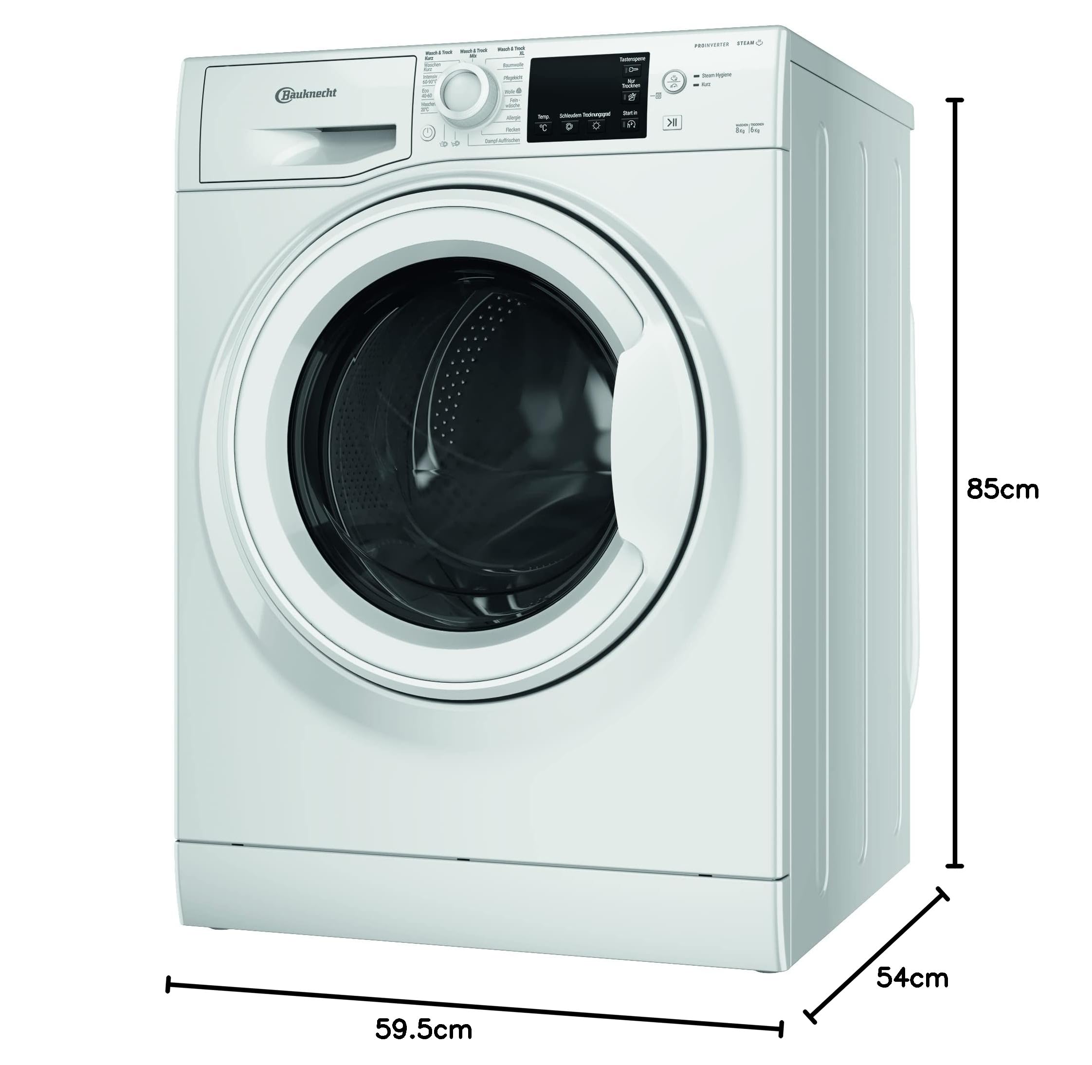 Bauknecht WT AO 86 43 N Waschtrockner 8/6 kg Waschen Trocknen Dynamic Inverter-Motor Dampf-Programm