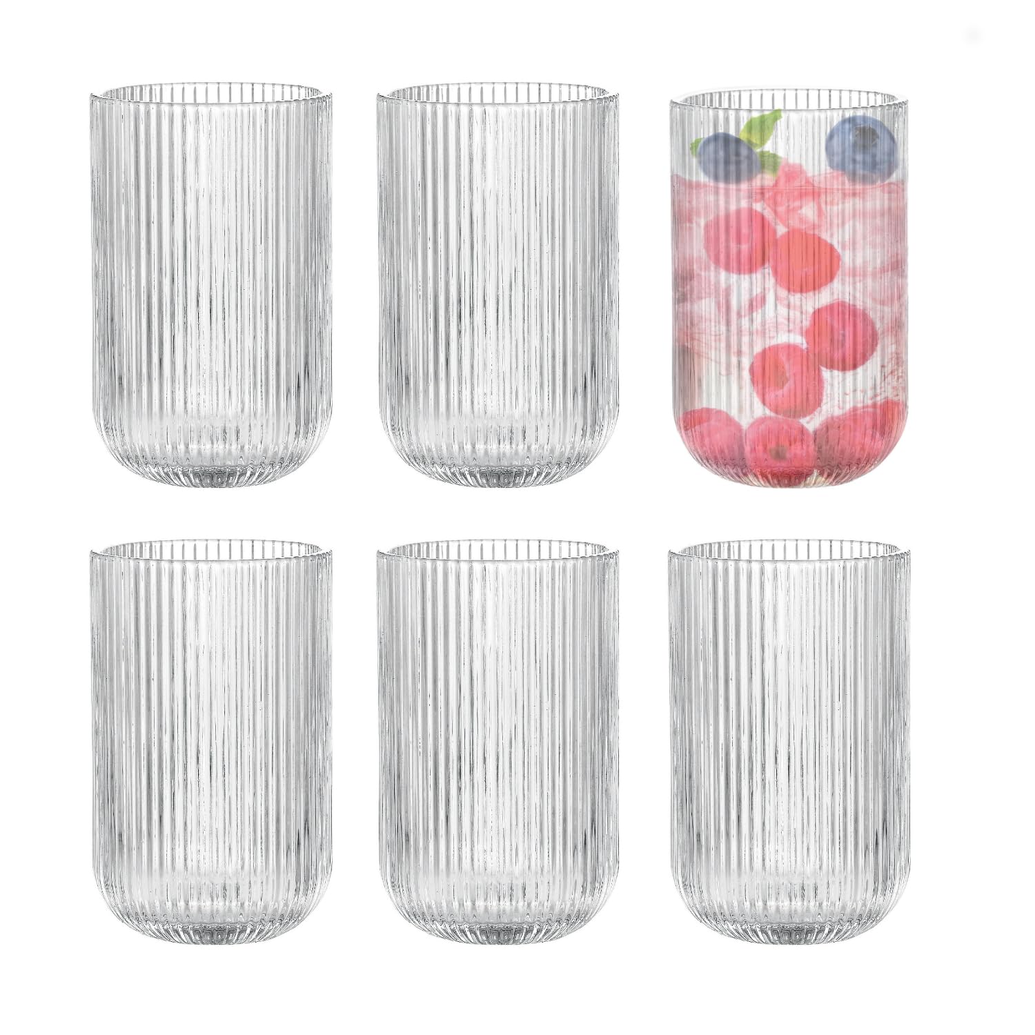 Zoha Riffel Gläser 400ml 6er Set - Teegläser & Kaffeebecher Aus Borosilikatglas