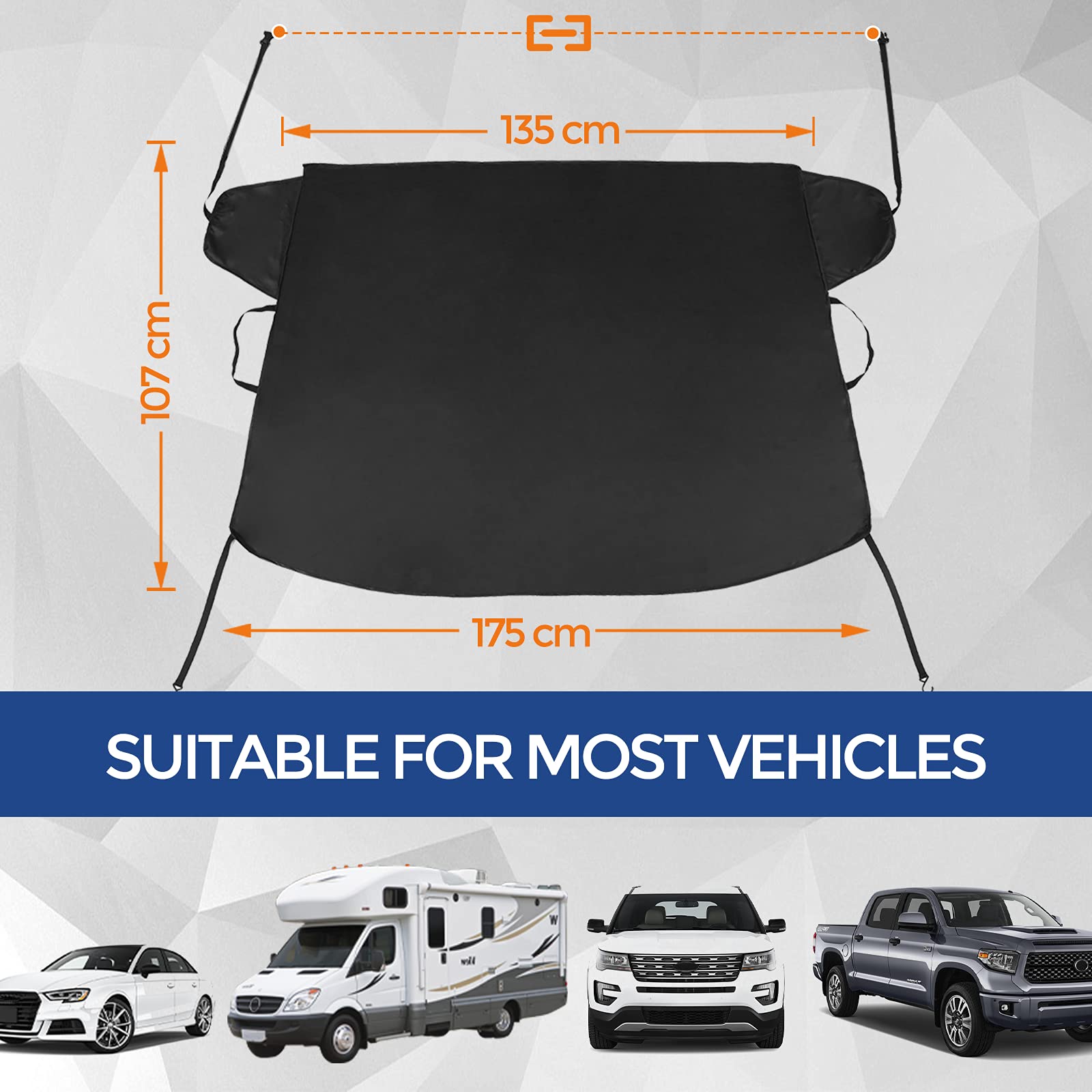Couverture de Neige pour grattoir à Glace pour Pare-Brise de Voiture, Conforme à la Neige et à la Glace, Convient à la Plupart des Voitures, camions, SUV, camionnettes, Extra Large, Conception épais