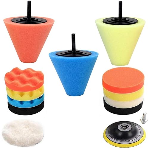 Miniatura 1 de Kit de pulidores y pulidores de coche para taladro, 14 piezas de rueda de pulido de espuma de bola de esponja para el cuidado del cubo de ruedas de