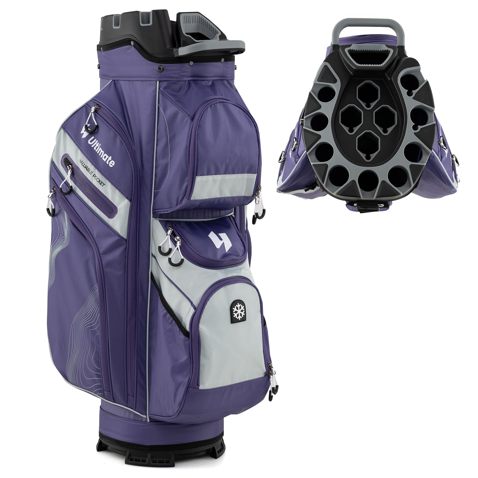 LIFEZEAL Golftasche, Golf Cart Bag mit 14 Trennwänden, Golfschlägertasche mit 11 Taschen, Tragbarer Golfbag mit Gurt, Griffe, Regenschirm-Halterung