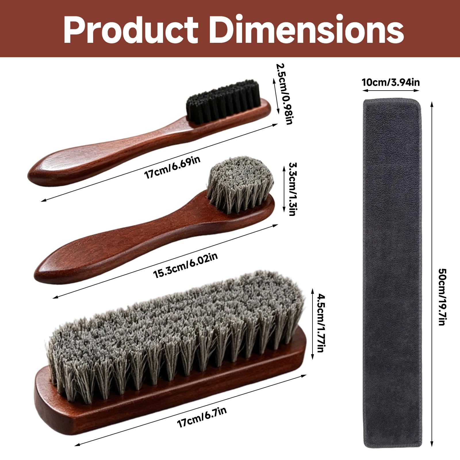 Juego De 4 Cepillos para Zapatos, Kit De Limpieza De Zapatos Cerdas De Crin De Caballo, Cepillos De Cerdas Naturales para Pulir Zapatos, Limpiar Cuero y Muebles