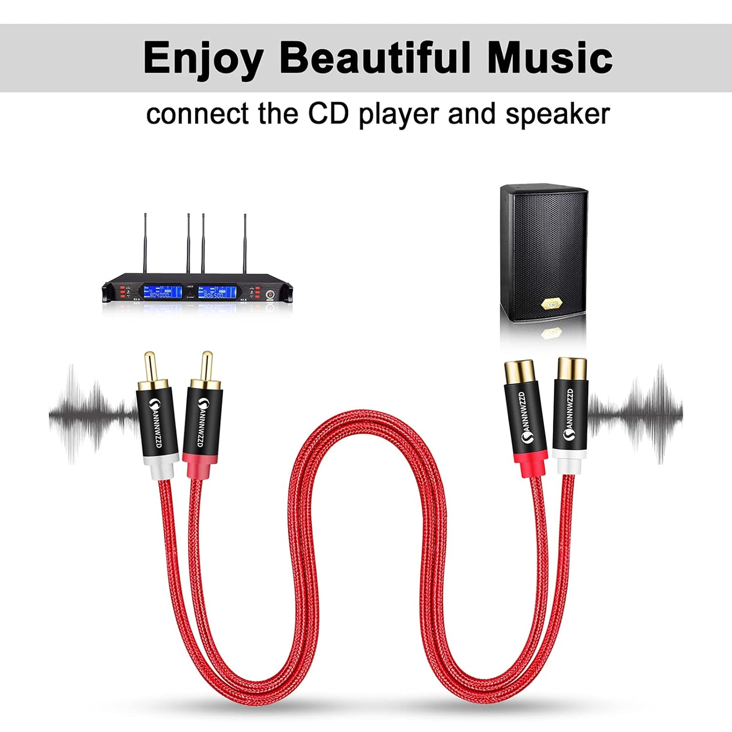 ANNNWZZD RCA Cable,2 RCA Male to 2 RCA Female Stereo Audio Extension Cable (10FT/3M) : Electronics