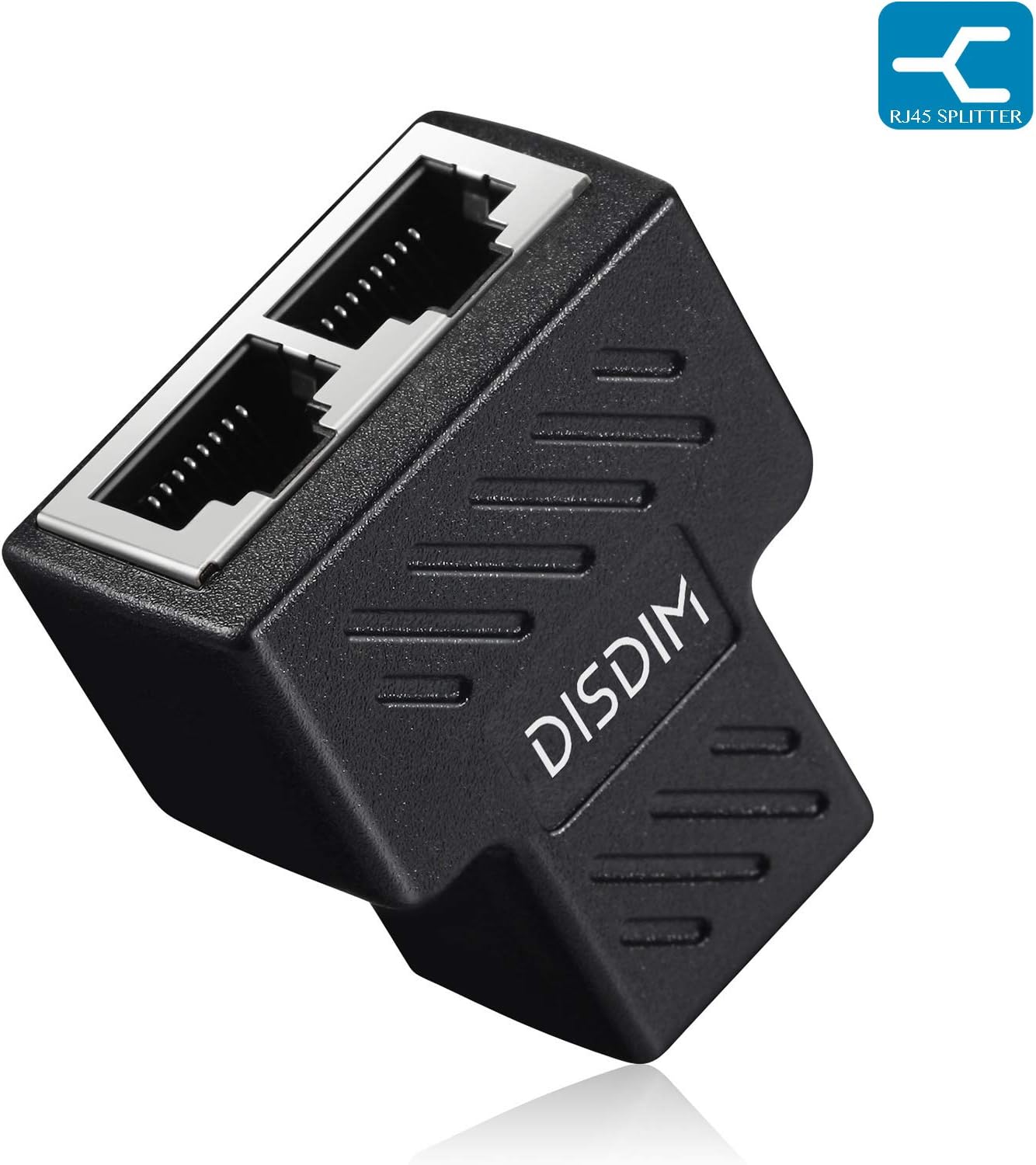 RJ45 Splitter, DISDIM RJ45 Adapter 1 to 2 Ethernet Splitter 8P8C Extender Plug LAN Connector with Shield [Anti-Signal Interference] Compatible with Cat 5/ Cat5e / Cat 6 / Cat7 Network Cable