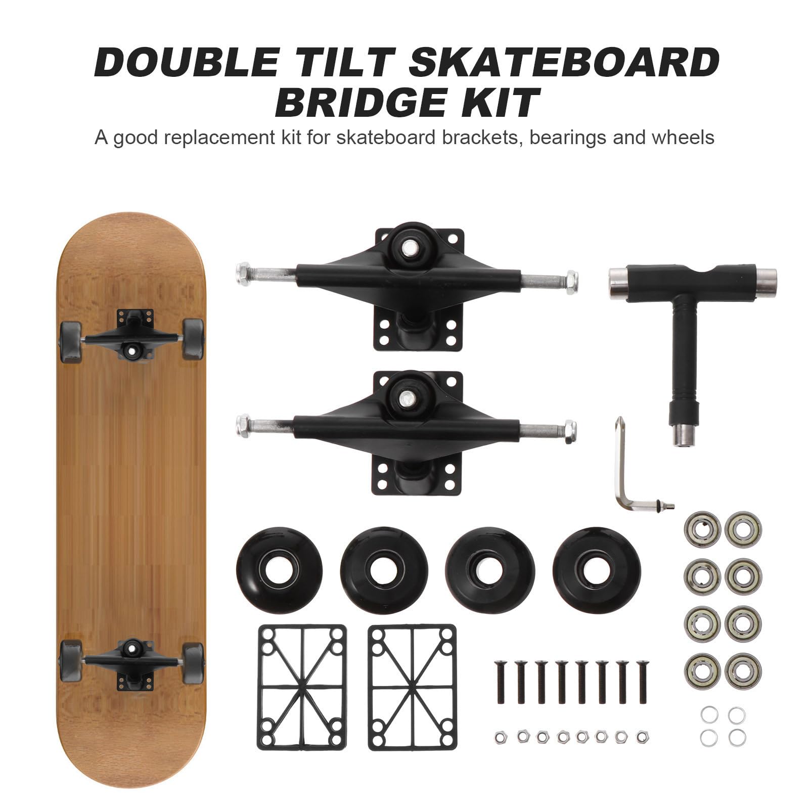 Kit Complet de Trucks Skateboard 1 Set en Alliage d'Aluminium Noir