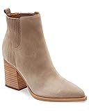 Imily Bela Womens Ankle Boots Pointed Toe Chunky Stacked Mid Heeled Faux Suede Leather Booties 7 Nude