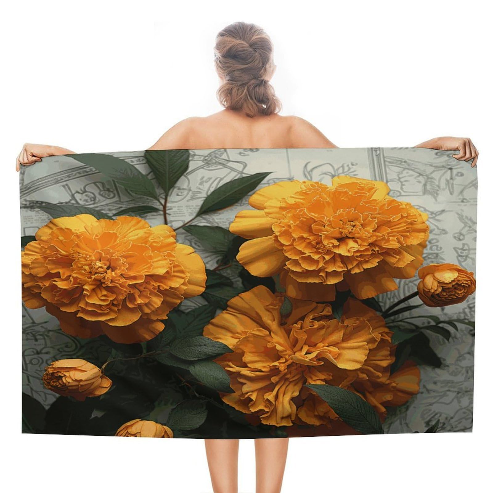 FekiLoot Marigold Beach Towel Absorbent & Quick Dry Pool Towels 31 X 51 Inches Extra Large Sandfree Beach Blanket Towels Soft Lightweight Travel Towel for Swim Yoga Camping