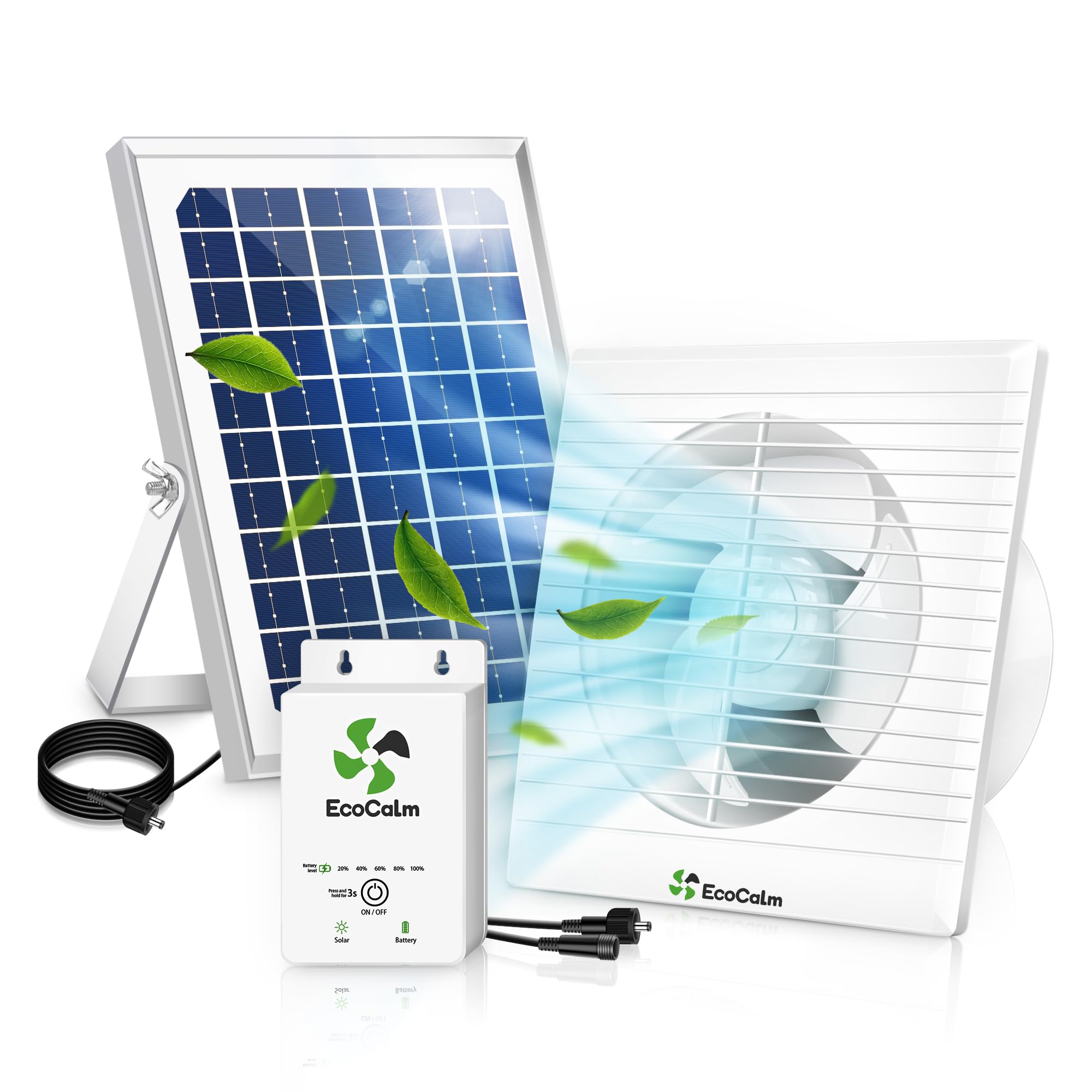Solar Fan with Battery, Solar Powered Fan 150mm with 12V Solar Panel and 4.5M Cable, Outdoor Ventilation Fan for Chicken coop, Shed, Pet house