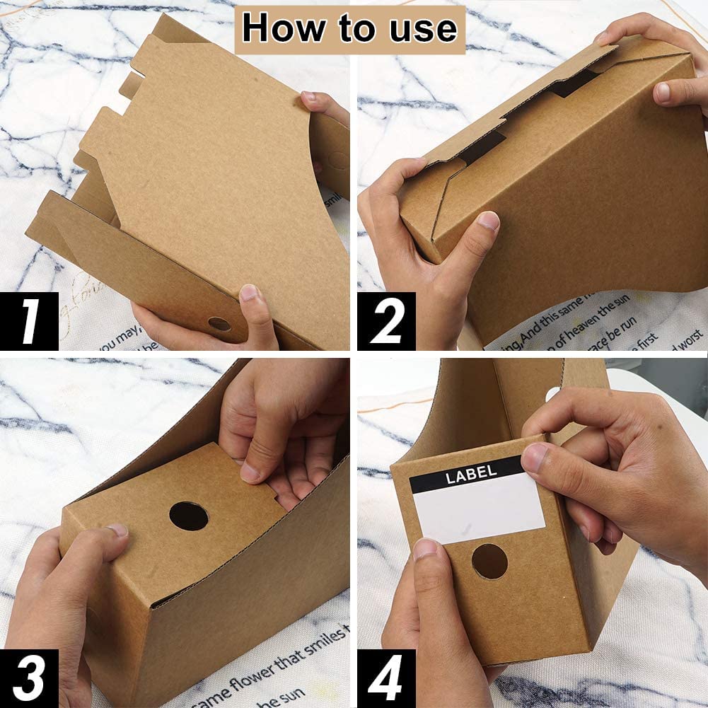 Porte-revues En Carton – Lot De 12, 27x26x9 Cm – 6 Couleurs Assorties – Pour Bureau, Maison, Rangement Documents