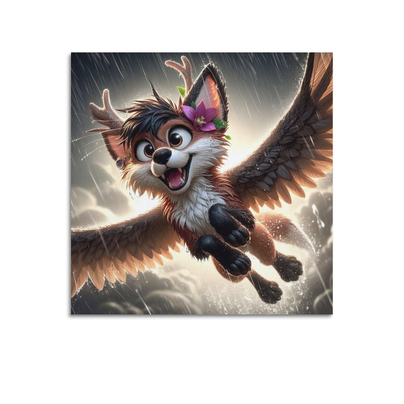 WPHSFX Animal Poster Flying Fox Poster Decorative Painting Canvas Wall Posters And Art Picture Print Modern Family Bedroom Decor Posters 28x28inch(70x70cm)