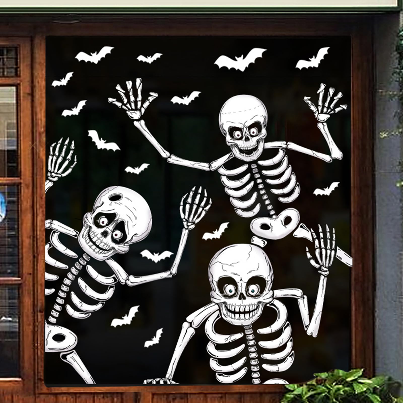 Halloween Window Clings Decals for Glass Decorations, Window Stickers Skeleton Outdoor Halloween Decor