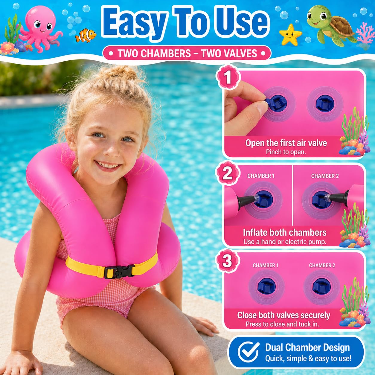 Bouée Enfant 3-6 Ans – Gonflable Inflateable pour Piscine, Sécurité et Flottabilité Ajustable, Convient 19–30 kg, Jeux Aquatiques Été