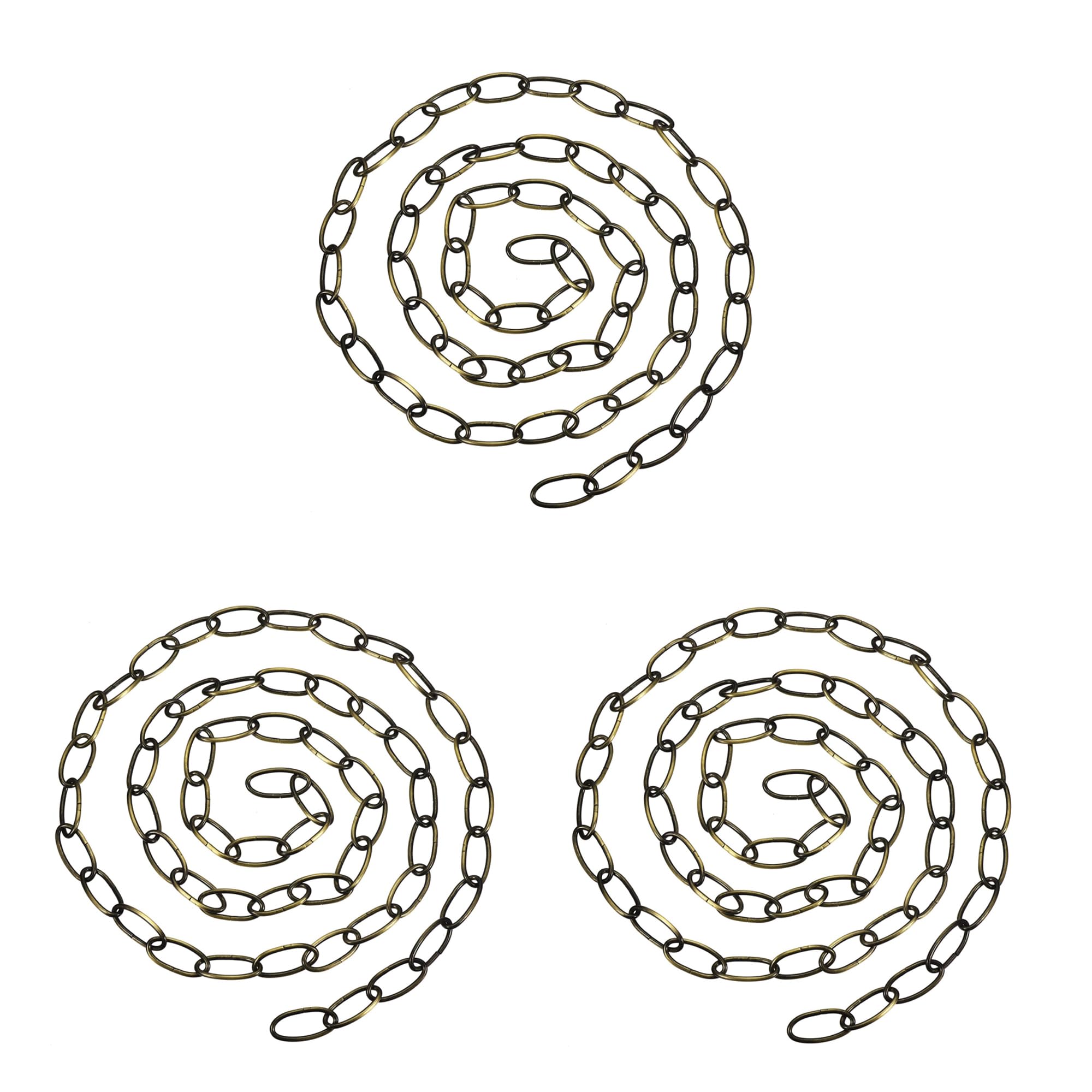 Ledsone Brass - 3 Pack X 3.2 Cm, Heavy Duty Metal Chain For Vintage Pendant Hanging Lamps Lighting Chain For Hanging Pendant Light, Chandelier Chain Light Fixture. 1.7Cm