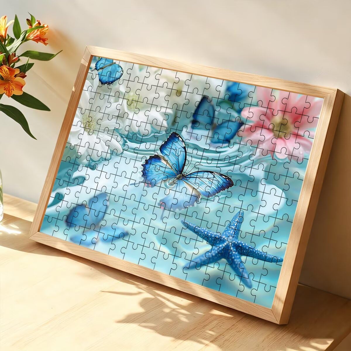 Puzzle 1000 Pezzi Farfalla, Puzzle Fiore, Puzzles in Legno, 75x50cm -1416