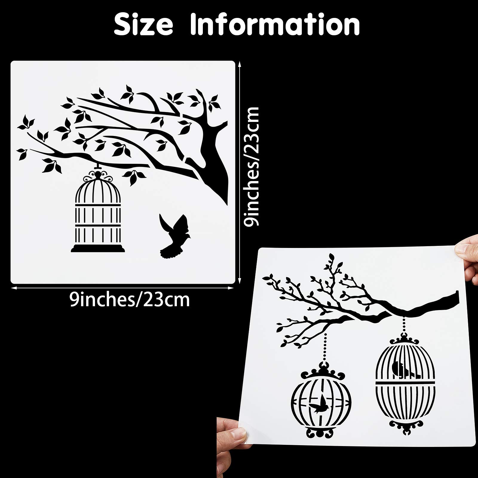 Buy 8 Pieces Birds Stencils Bird Tree Branches Stencil Flying Bird