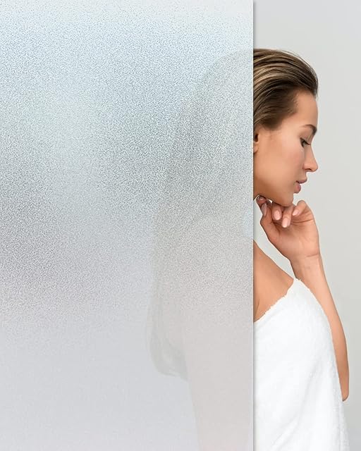 LOLIFEVE Privacy Window Film Self Adhensive Frosted Glass Film Opaque Obscure No Glue, for Office, Bathroom, Kitchen, Living Room, etc. (Frosted-60*200cm)
