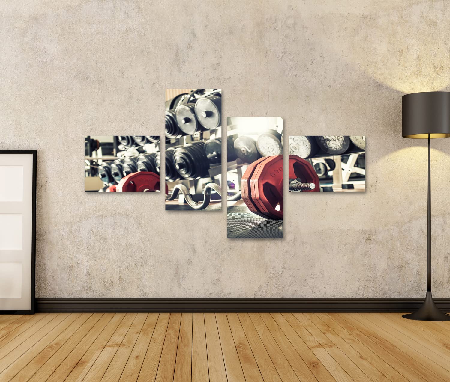 Islandburner Tableau Sur Toile Salle De Musculation – Poster Fitness Motivation 170x80 Cm 5 Panneaux, Impression HD Prête à Accrocher