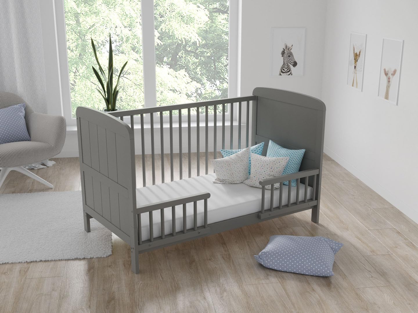 Love For Sleep Lettino Neonato, per neonati 140x70 cm in legno di pino – lettino trasformabile in divano con barriera di sicurezza per bambini di età compresa tra 0-6 anni