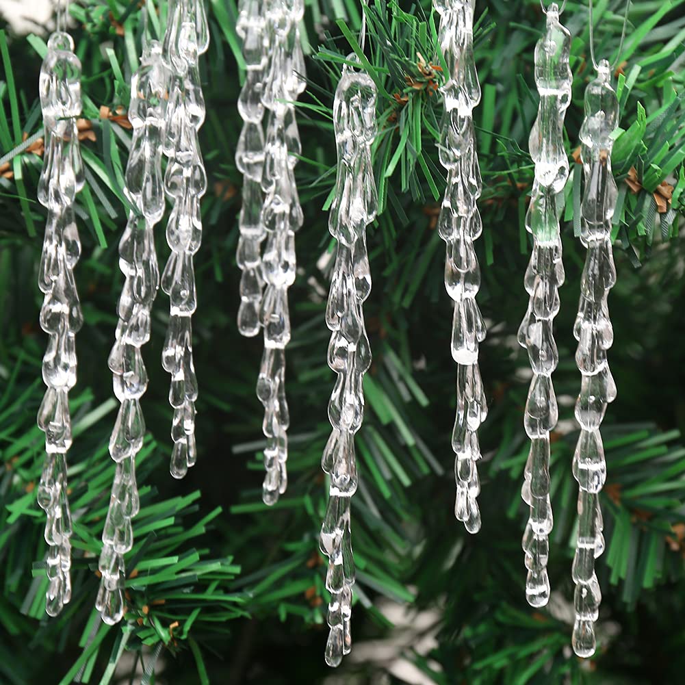 40 Decorazioni Albero Di Natale A Ghiacciolo Di Cristallo: Set Con Dimensioni Miste E Cordino Per Addobbi Invernali
